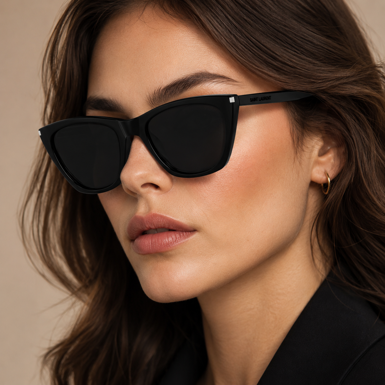 Saint Laurent SL 214 KATE THIN 001 — on face view 2