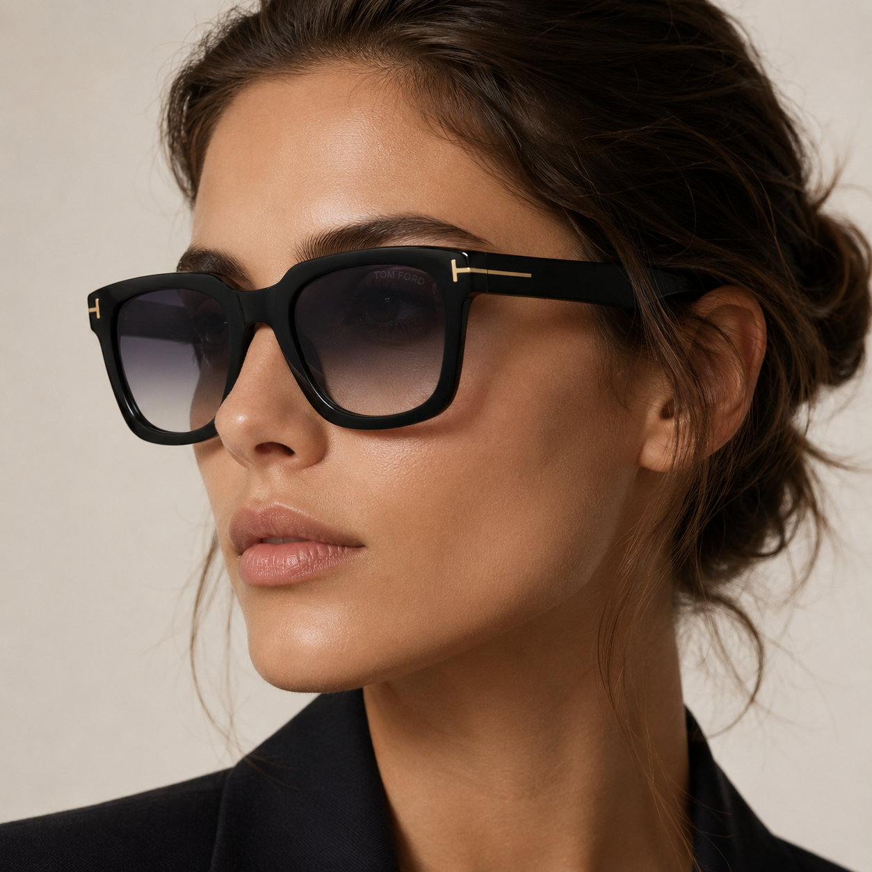 Tom Ford Leigh-02 TF1115 01B — on face view 2